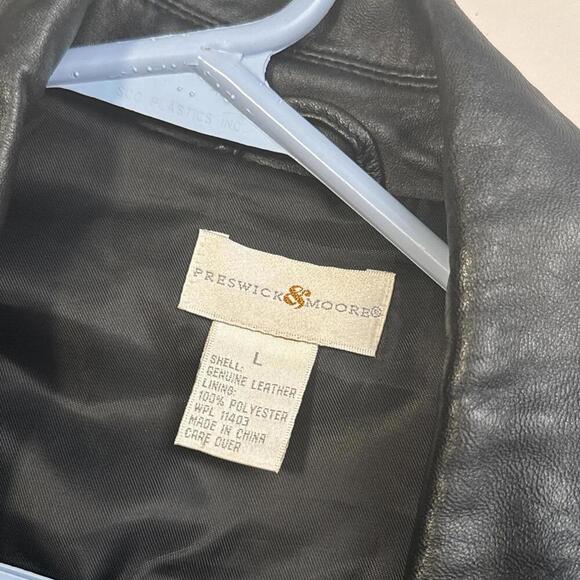 Vintage Black leather jacket with belt size L - Picture 6 of 8